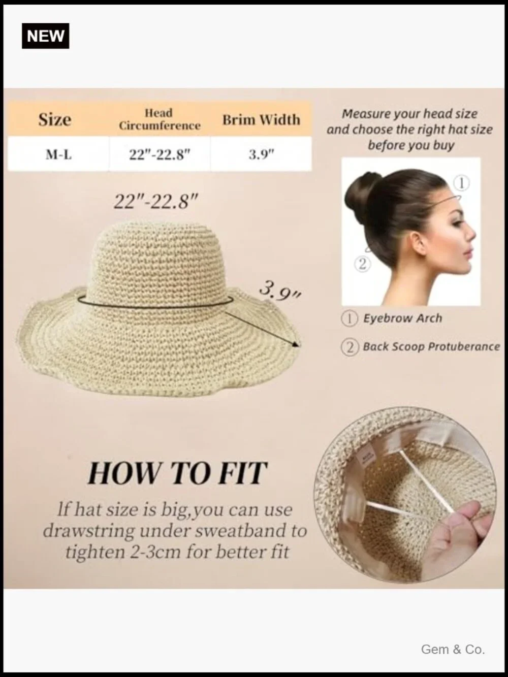Floppy Big Beach Straw Hat Foldable Wide Brim Packable Sun Hat Travel